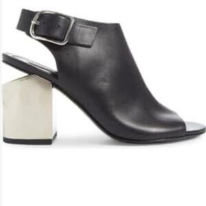 Alexander Wang Nadia open toe bootie black silver sz 40.5